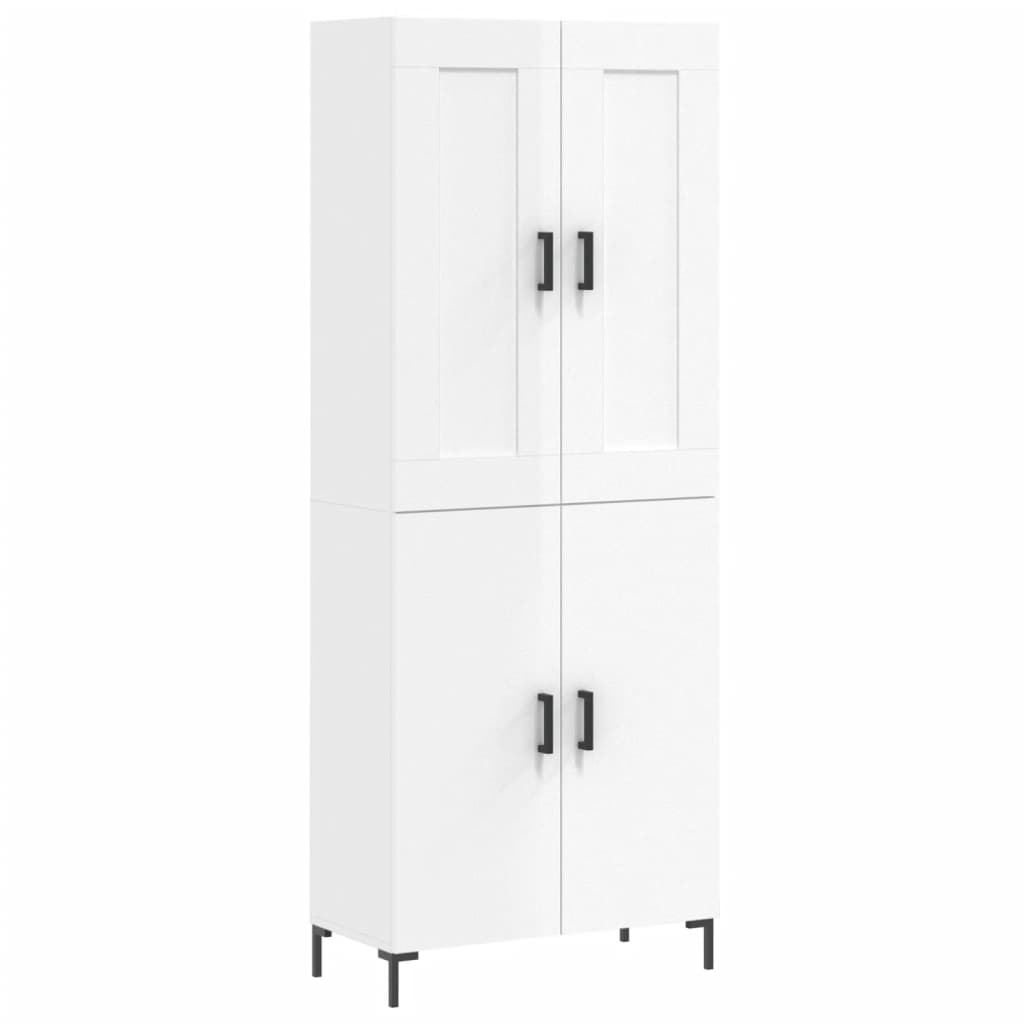 Credenza Bianco Lucido 69,5x34x180 cm in Legno Multistrato 3199555