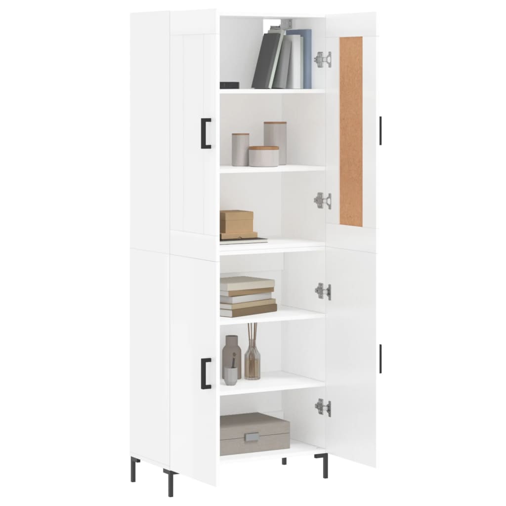 Credenza Bianco Lucido 69,5x34x180 cm in Legno Multistrato 3199555