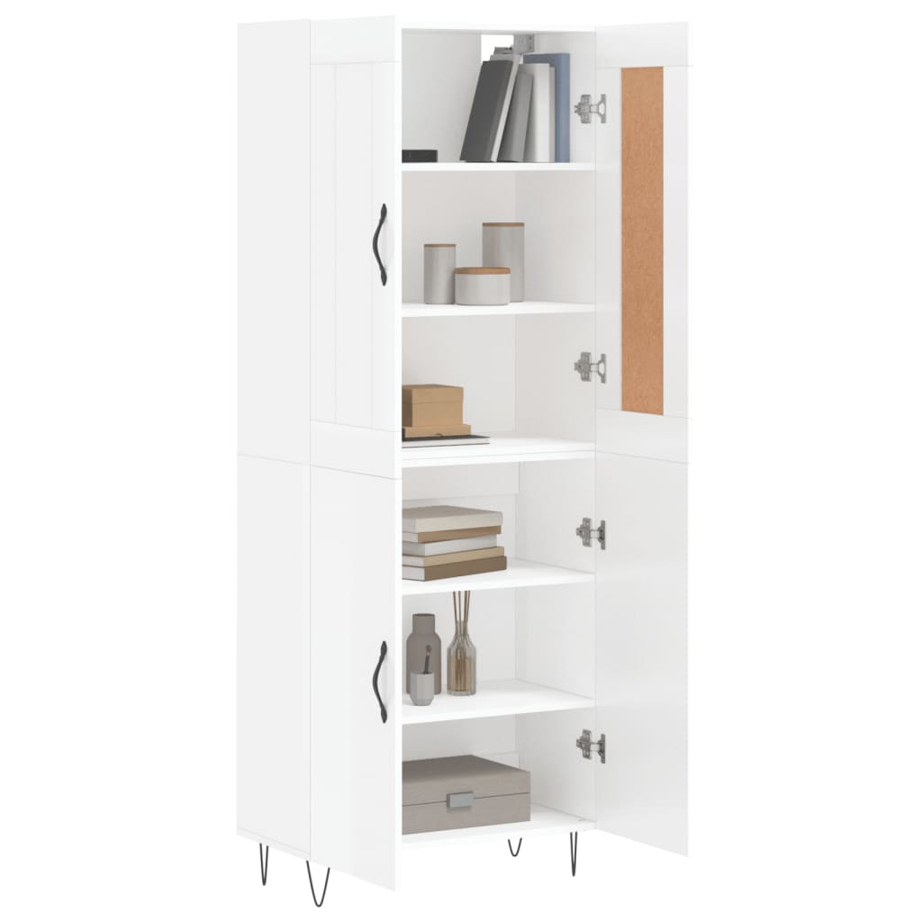 Credenza Bianco Lucido 69,5x34x180 cm in Legno Multistrato 3199587
