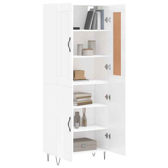 Credenza Bianco Lucido 69,5x34x180 cm in Legno Multistrato 3199587