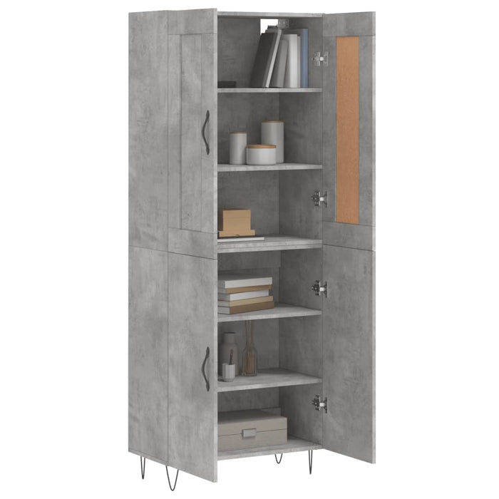 vidaXL Credenza Grigio Cemento 69,5x34x180 cm in Legno Multistrato