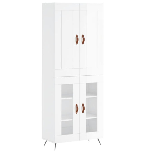 Credenza Bianco Lucido 69,5x34x180 cm in Legno Multistrato 3199595