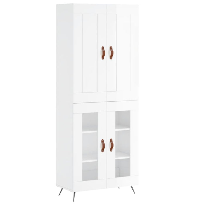 Credenza Bianco Lucido 69,5x34x180 cm in Legno Multistrato 3199595