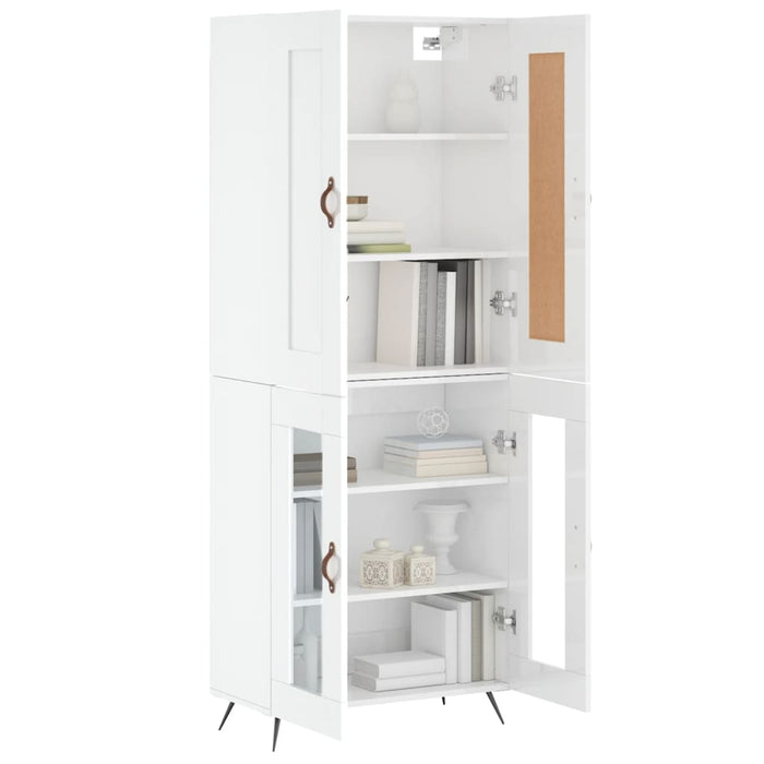 Credenza Bianco Lucido 69,5x34x180 cm in Legno Multistrato 3199595