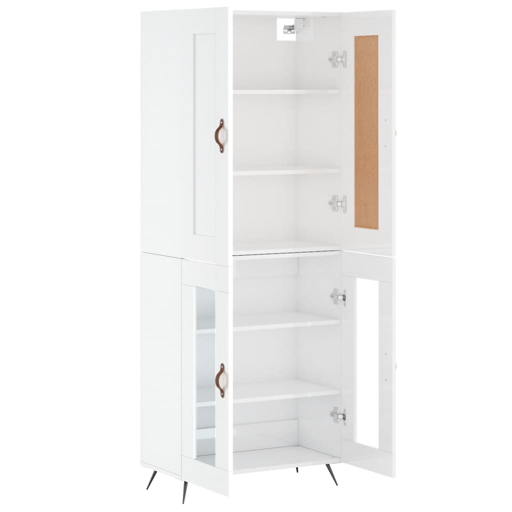 Credenza Bianco Lucido 69,5x34x180 cm in Legno Multistrato 3199595