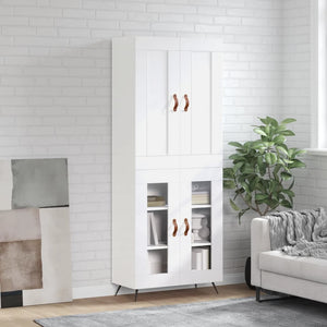 Credenza Bianco Lucido 69,5x34x180 cm in Legno Multistrato 3199595