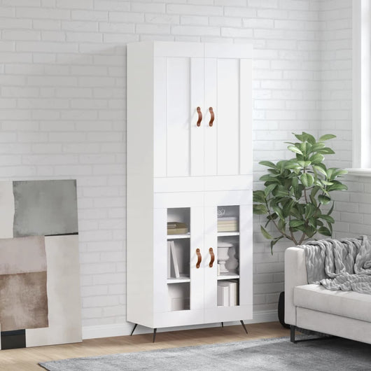 Credenza Bianco Lucido 69,5x34x180 cm in Legno Multistrato 3199595