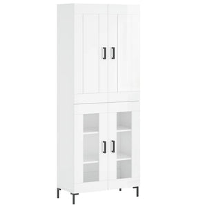 Credenza Bianco Lucido 69,5x34x180 cm in Legno Multistrato 3199619