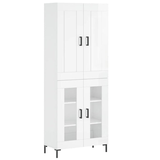 Credenza Bianco Lucido 69,5x34x180 cm in Legno Multistrato 3199619