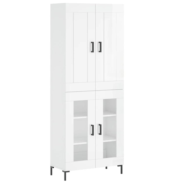 Credenza Bianco Lucido 69,5x34x180 cm in Legno Multistrato 3199619