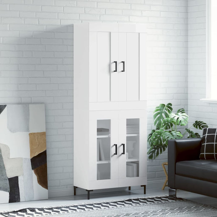 Credenza Bianco Lucido 69,5x34x180 cm in Legno Multistratocod mxl 125938