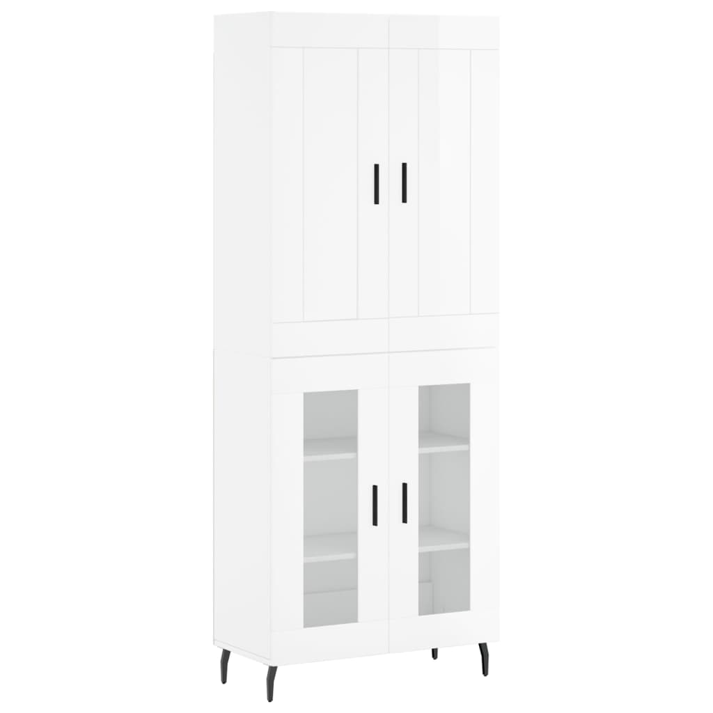 Credenza Bianco Lucido 69,5x34x180 cm in Legno Multistrato 3199635