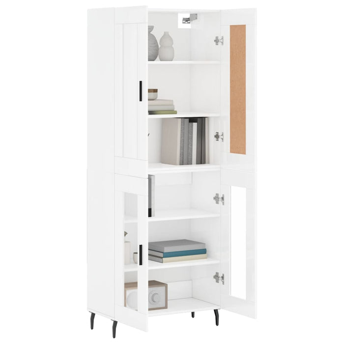 Credenza Bianco Lucido 69,5x34x180 cm in Legno Multistrato 3199635