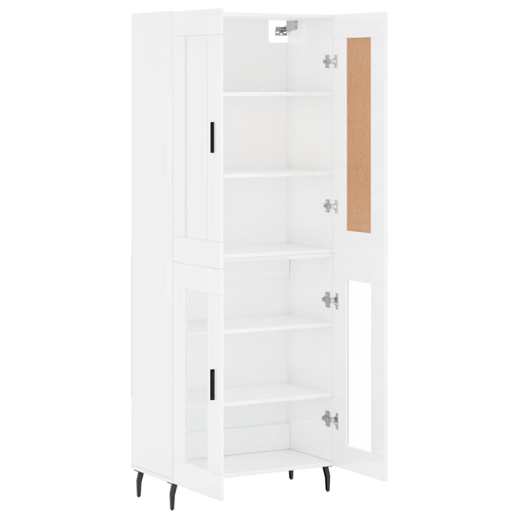 Credenza Bianco Lucido 69,5x34x180 cm in Legno Multistrato 3199635