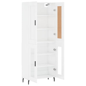 Credenza Bianco Lucido 69,5x34x180 cm in Legno Multistrato 3199635
