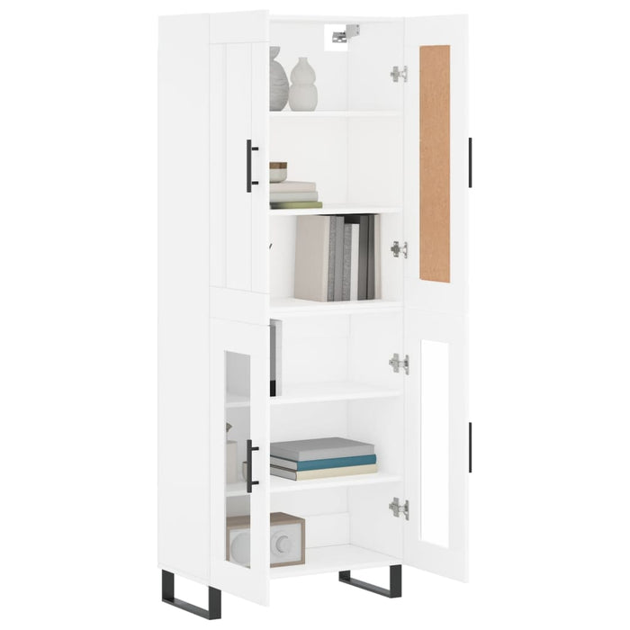 Credenza-Buffet-Armadio da cucina Bianca 69,5x34x180 cm in Legno Multistrato 110573