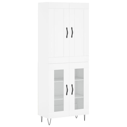 Credenza cassettiera mobile contenitore organizer cucina soggiorno salotto alto 695 x 34 x 180 cm legno ingegnerizzato bianco 02_0032674