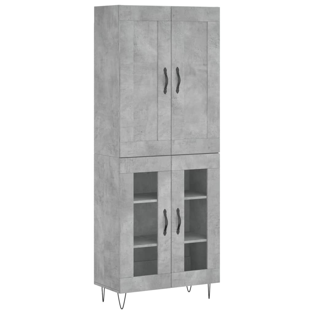 vidaXL Credenza Grigio Cemento 69,5x34x180 cm in Legno Multistrato