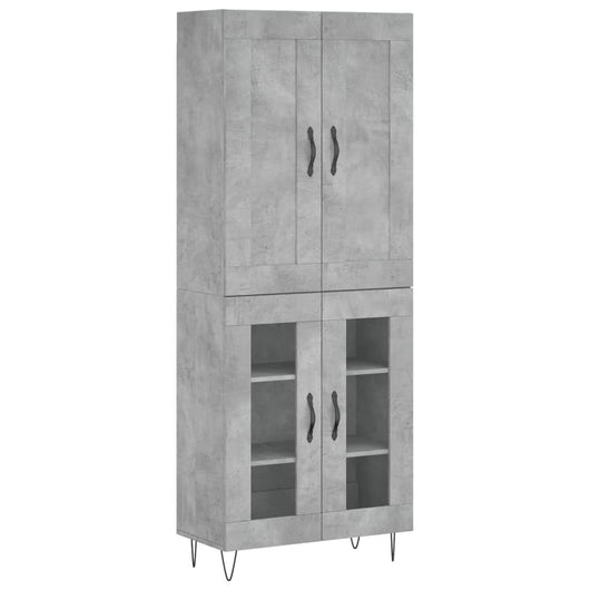 vidaXL Credenza Grigio Cemento 69,5x34x180 cm in Legno Multistrato
