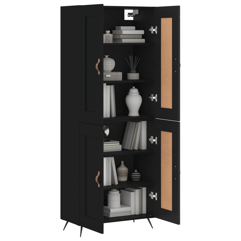 Credenza Nera 69,5x34x180 cm in Legno Multistrato 3199658