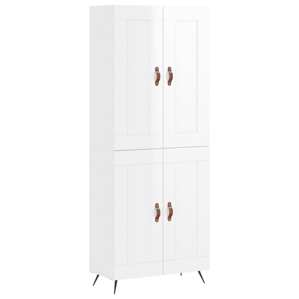 Credenza Bianco Lucido 69,5x34x180 cm in Legno Multistrato 3199659