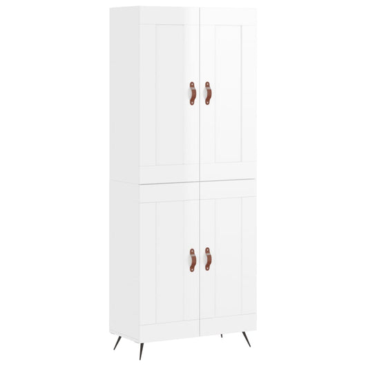 Credenza Bianco Lucido 69,5x34x180 cm in Legno Multistrato 3199659