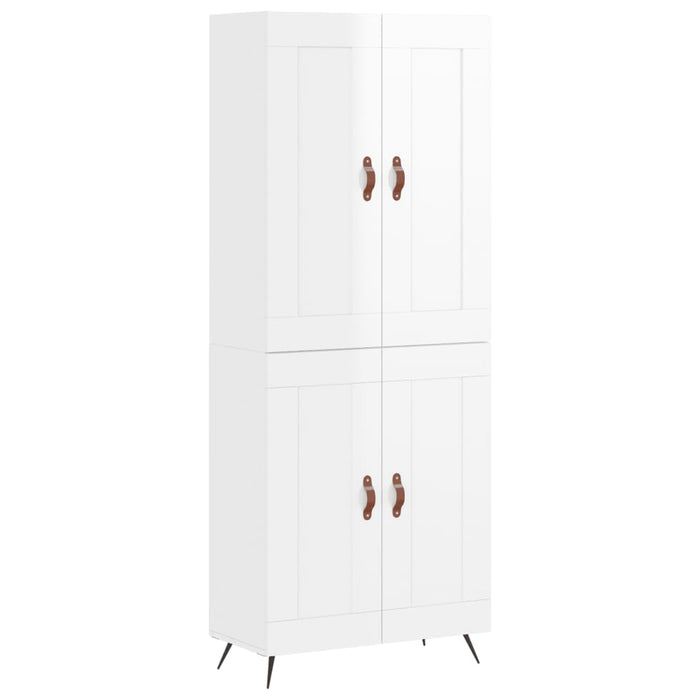 Credenza Bianco Lucido 69,5x34x180 cm in Legno Multistratocod mxl 126164