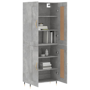 vidaXL Credenza Grigio Cemento 69,5x34x180 cm in Legno Multistrato