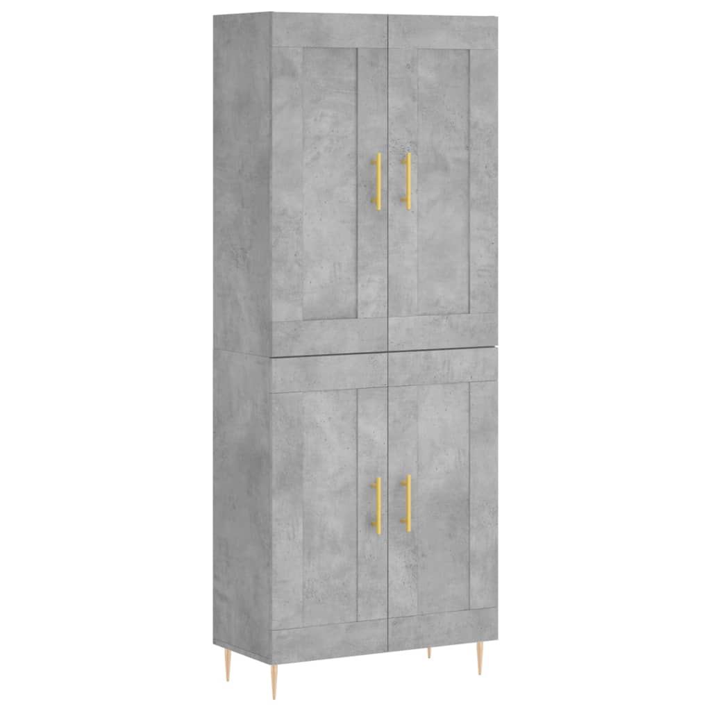 vidaXL Credenza Grigio Cemento 69,5x34x180 cm in Legno Multistrato