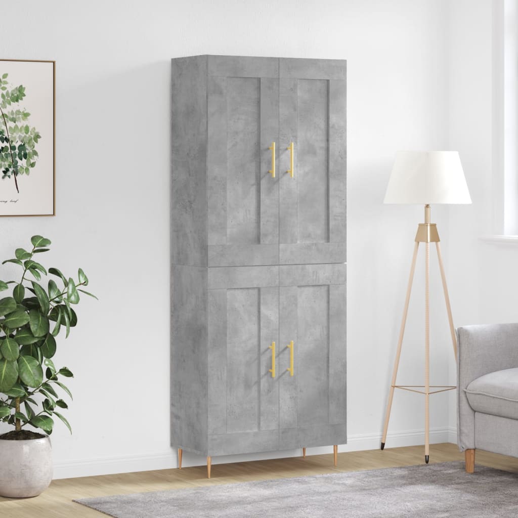 vidaXL Credenza Grigio Cemento 69,5x34x180 cm in Legno Multistrato