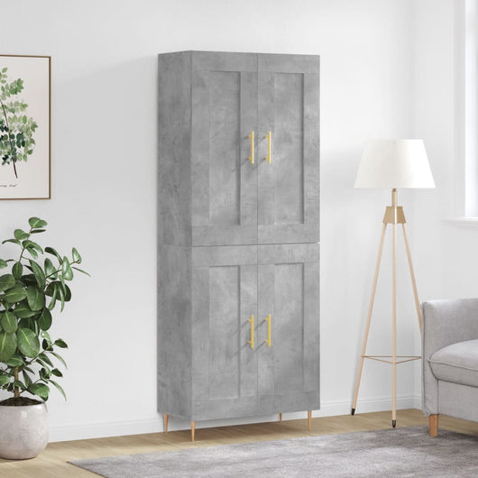 vidaXL Credenza Grigio Cemento 69,5x34x180 cm in Legno Multistrato