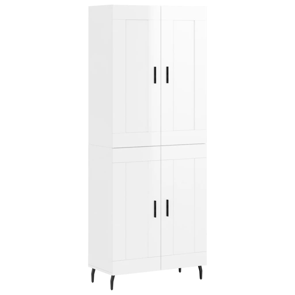 Credenza Bianco Lucido 69,5x34x180 cm in Legno Multistrato 3199699