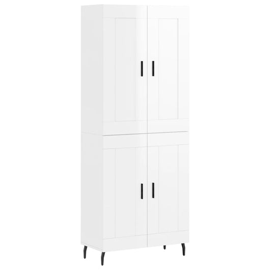 Credenza Bianco Lucido 69,5x34x180 cm in Legno Multistrato 3199699