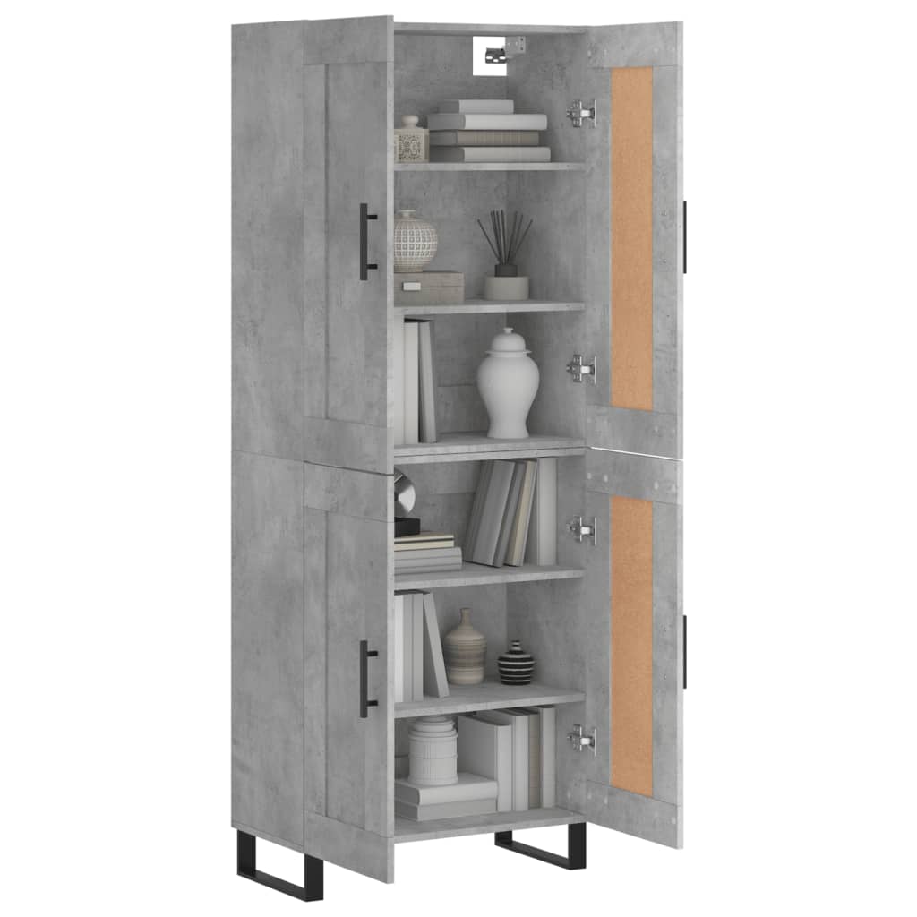 vidaXL Credenza Grigio Cemento 69,5x34x180 cm in Legno Multistrato