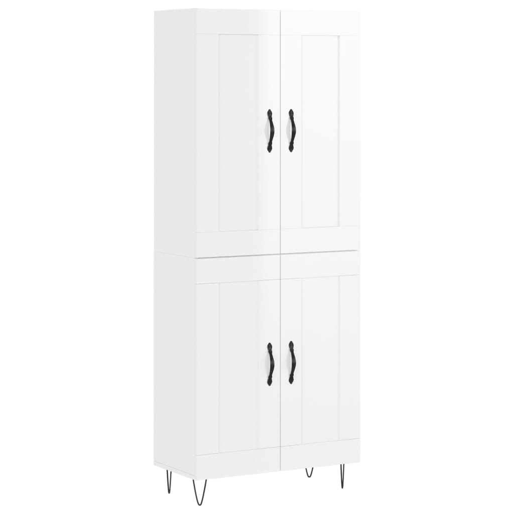 Credenza Bianco Lucido 69,5x34x180 cm in Legno Multistrato 3199715