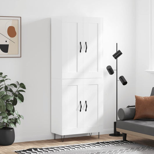 Credenza Bianco Lucido 69,5x34x180 cm in Legno Multistrato 3199715