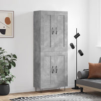 vidaXL Credenza Grigio Cemento 69,5x34x180 cm in Legno Multistrato