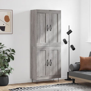 vidaXL Credenza Grigio Sonoma 69,5x34x180 cm in Legno Multistrato