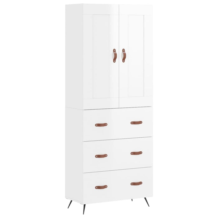 Credenza Bianco Lucido 69,5x34x180 cm in Legno Multistrato 3199723