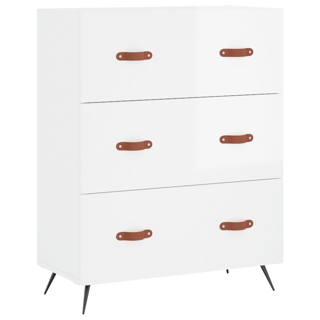 Credenza Bianco Lucido 69,5x34x180 cm in Legno Multistrato 3199723
