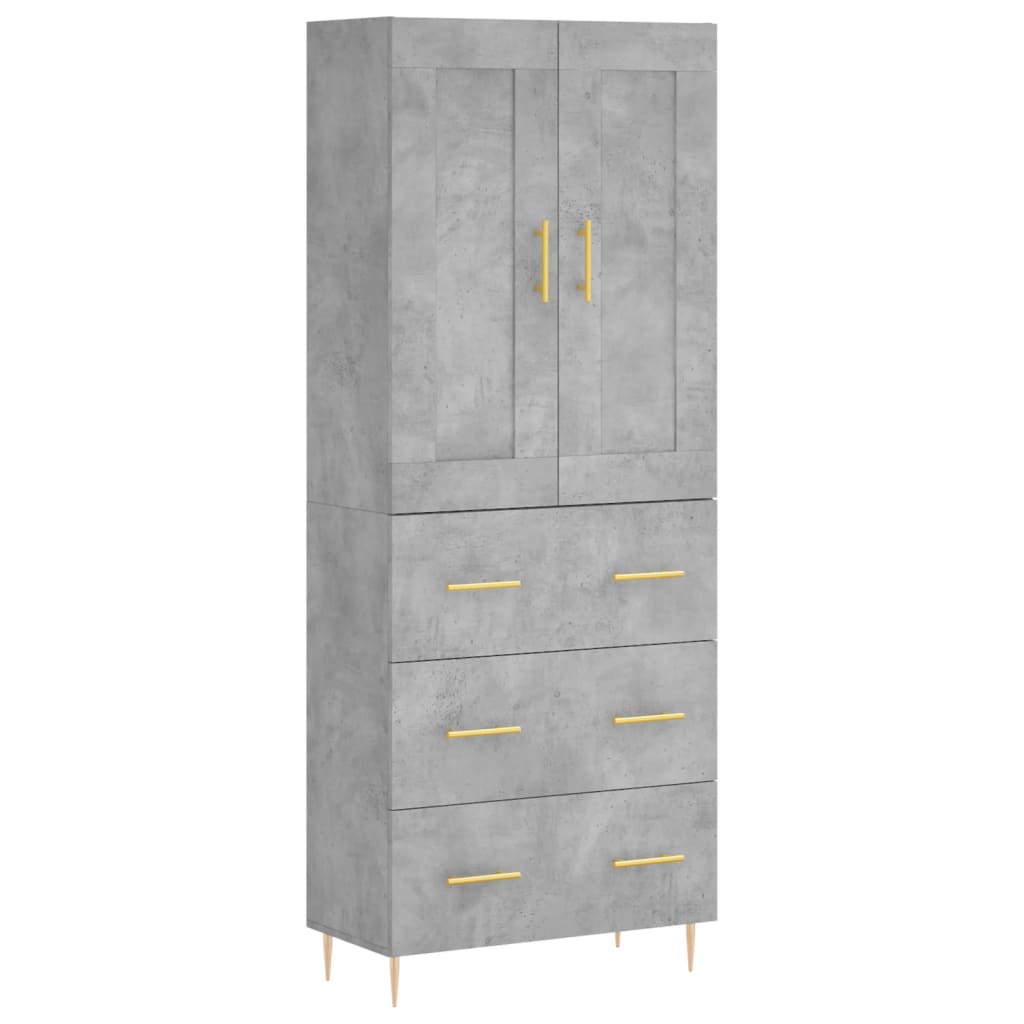 vidaXL Credenza Grigio Cemento 69,5x34x180 cm in Legno Multistrato