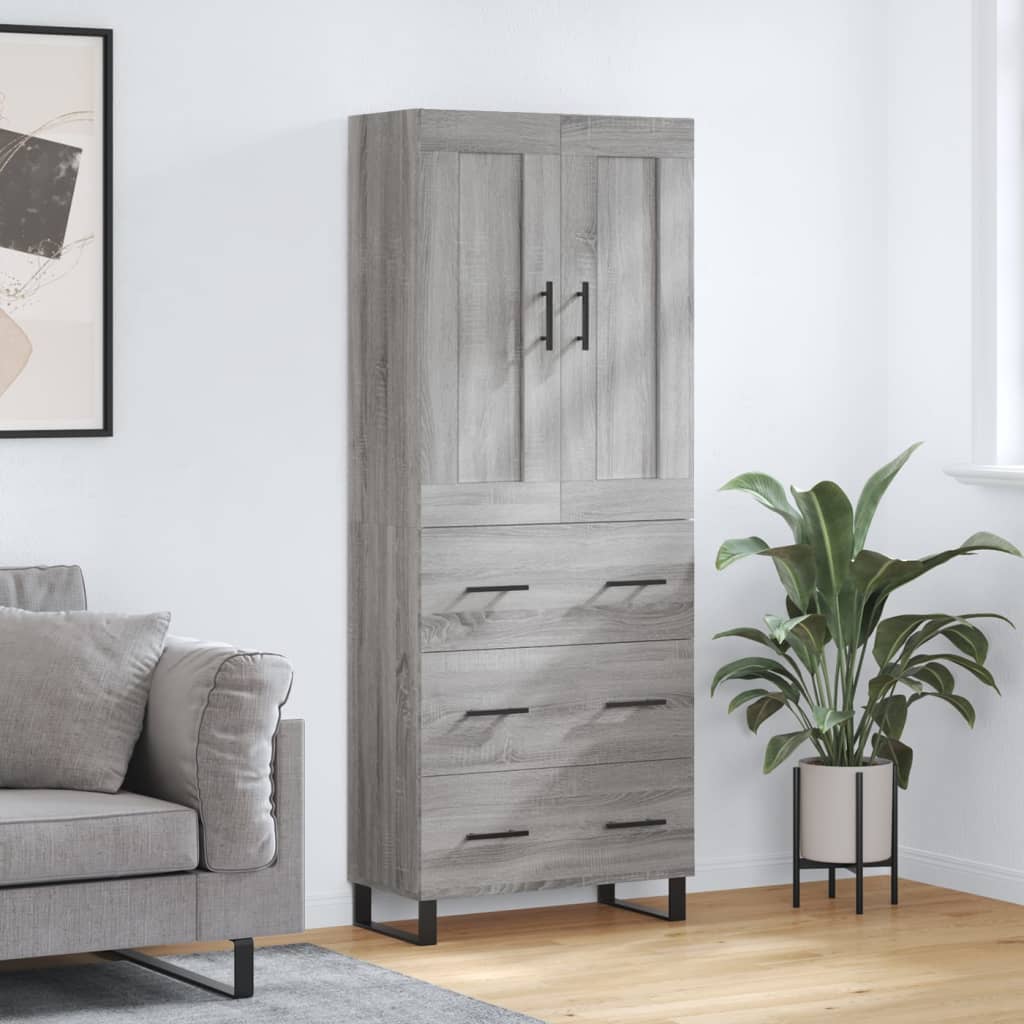 vidaXL Credenza Grigio Sonoma 69,5x34x180 cm in Legno Multistrato