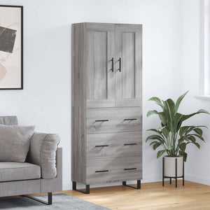 vidaXL Credenza Grigio Sonoma 69,5x34x180 cm in Legno Multistrato