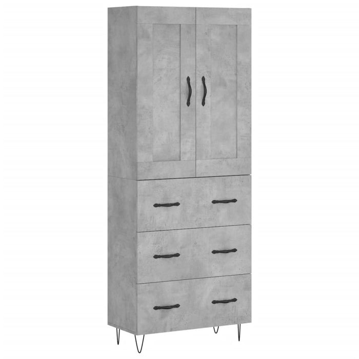 vidaXL Credenza Grigio Cemento 69,5x34x180 cm in Legno Multistrato
