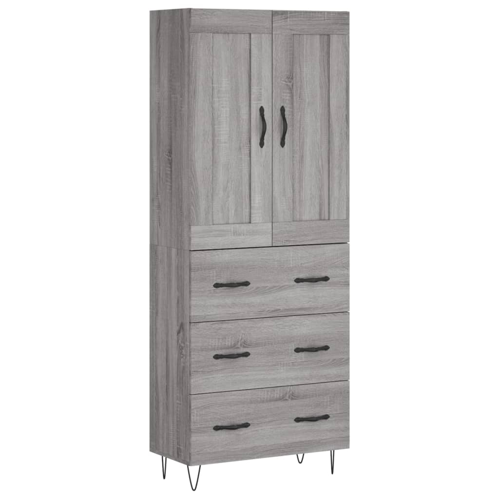 Credenza Grigio Sonoma 69,5x34x180 cm in Legno Multistrato 3199783