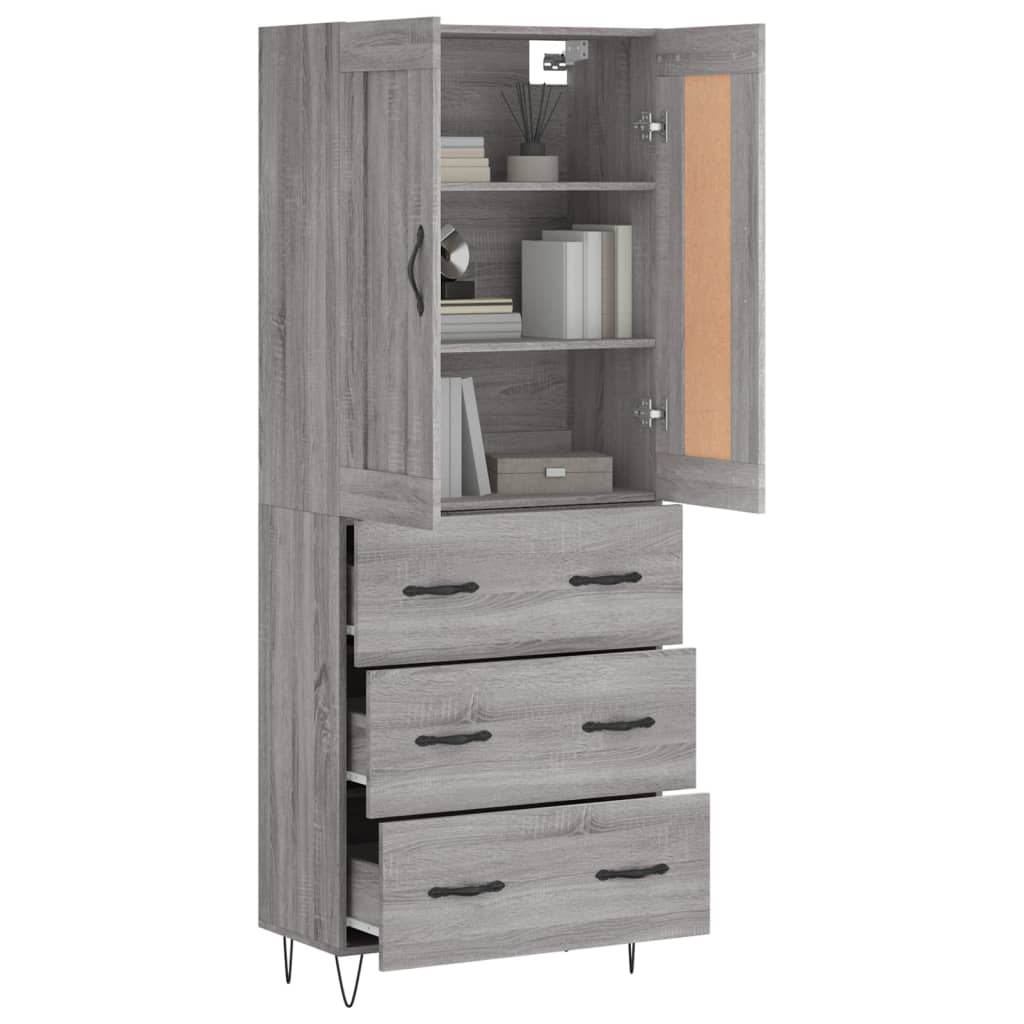 Credenza Grigio Sonoma 69,5x34x180 cm in Legno Multistrato 3199783