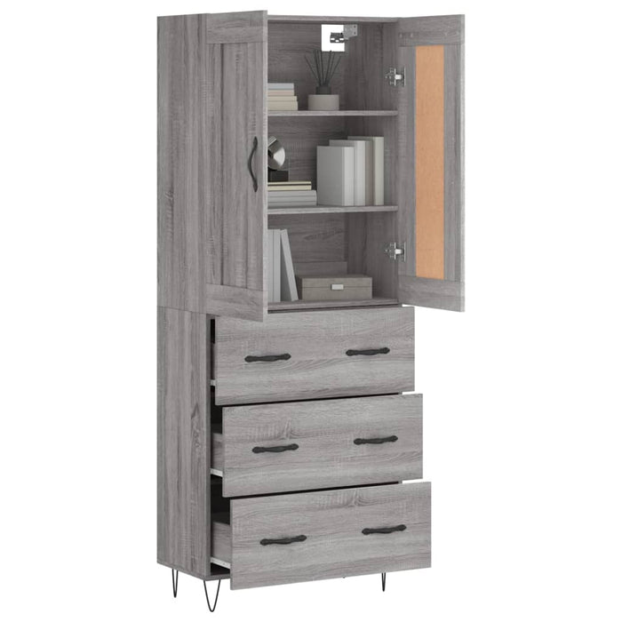 Credenza Grigio Sonoma 69,5x34x180 cm in Legno Multistrato 3199783