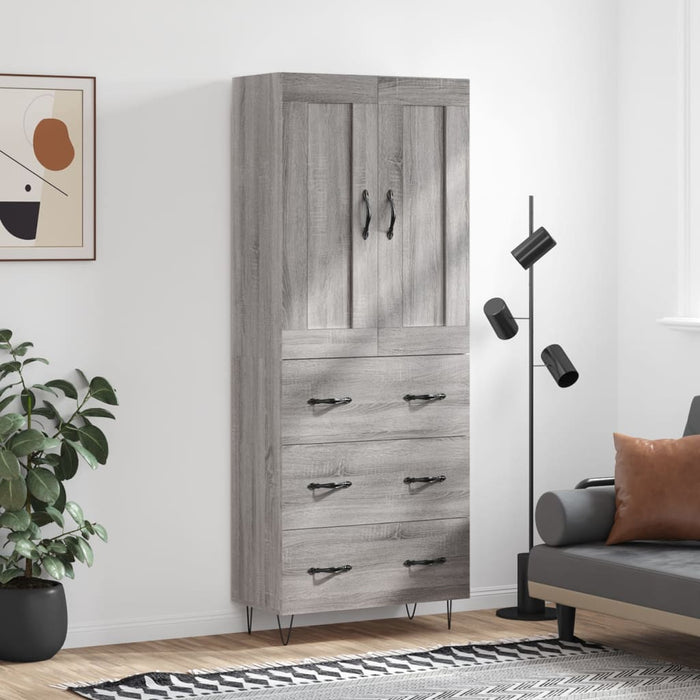 Credenza Grigio Sonoma 69,5x34x180 cm in Legno Multistrato 3199783