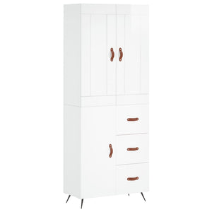 Credenza Bianco Lucido 69,5x34x180 cm in Legno Multistratocod mxl 77875