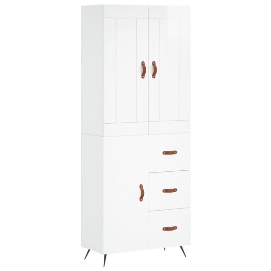 Credenza Bianco Lucido 69,5x34x180 cm in Legno Multistratocod mxl 77875